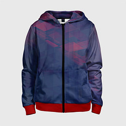 Толстовка на молнии детская Абстрактный прозрачный стеклянный фиолетовый патте, цвет: 3D-красный
