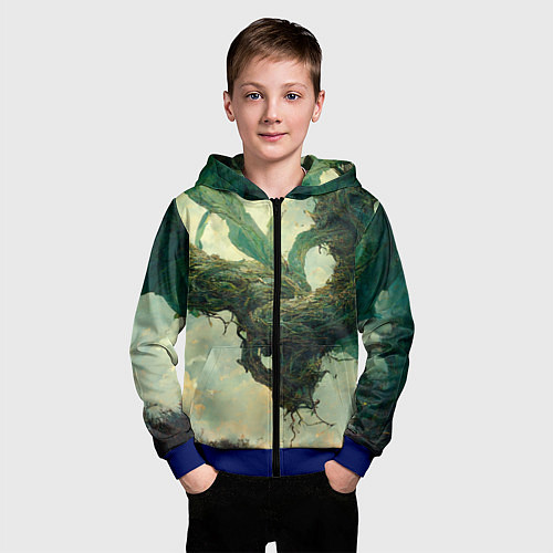 Детская толстовка на молнии Рисунок нейросети / 3D-Синий – фото 3