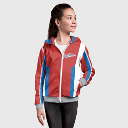 Толстовка на молнии детская Непобедимый - в цветах российского флага, цвет: 3D-меланж — фото 2