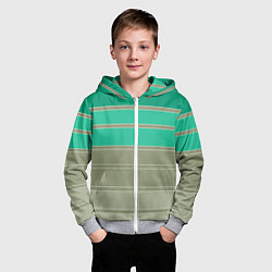 Толстовка на молнии детская Полосатый оливковый зеленый изумрудный узор, цвет: 3D-меланж — фото 2
