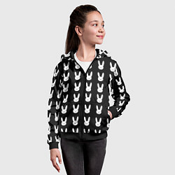 Толстовка на молнии детская Bunny pattern black, цвет: 3D-черный — фото 2