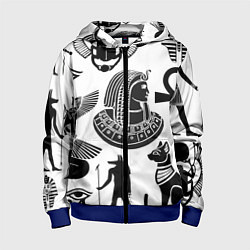 Толстовка на молнии детская Египетские знаки, цвет: 3D-синий