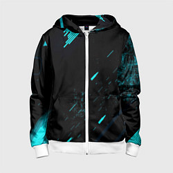 Толстовка на молнии детская Abstraction Line blue, цвет: 3D-белый