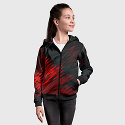 Толстовка на молнии детская Черно-Красная штриховка, цвет: 3D-черный — фото 2