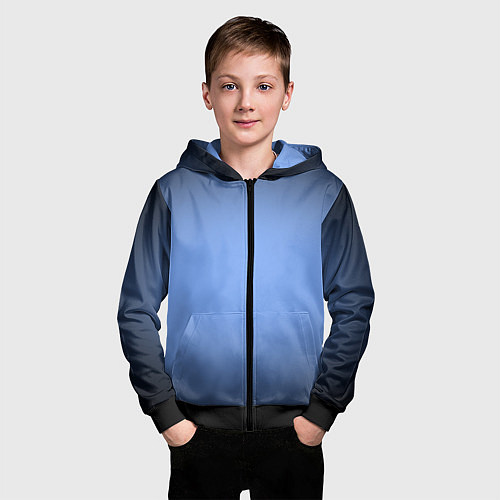 Детская толстовка на молнии Васильковый оттенок с черной виньеткой / 3D-Черный – фото 3