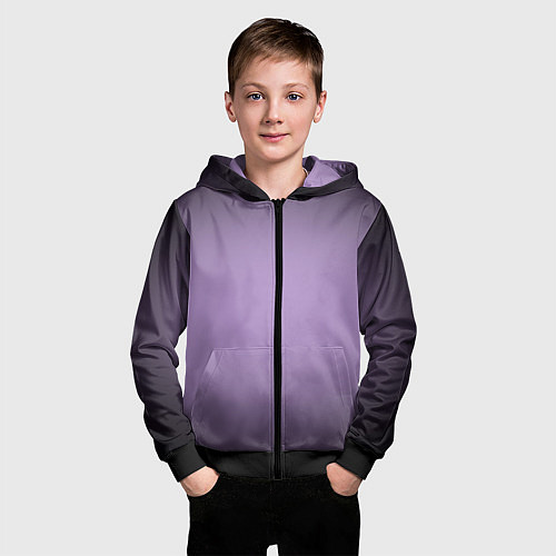 Детская толстовка на молнии Сиреневый градиент / 3D-Черный – фото 3