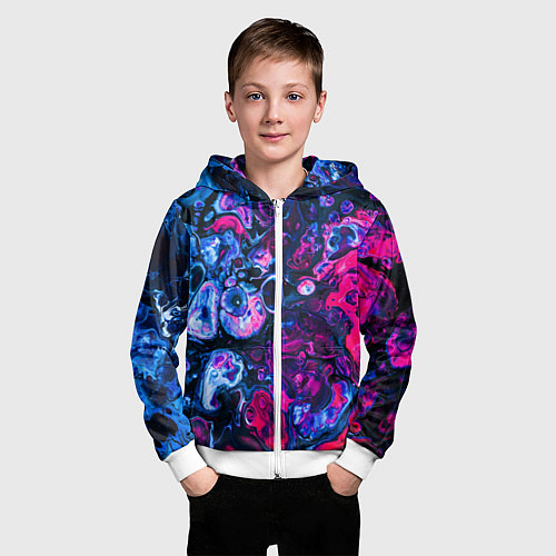 Детская толстовка на молнии Сине-малиновая горная порода / 3D-Белый – фото 3