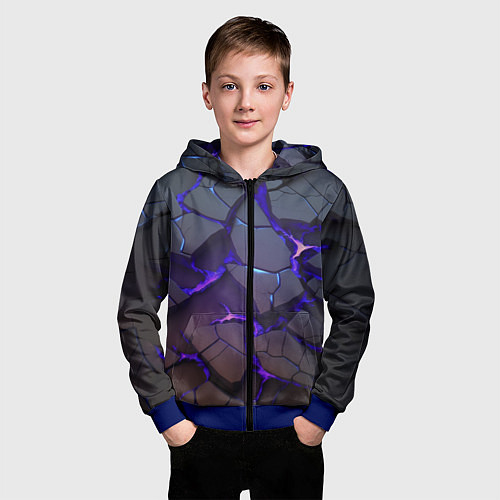 Детская толстовка на молнии Светящаяся неоновая лава / 3D-Синий – фото 3