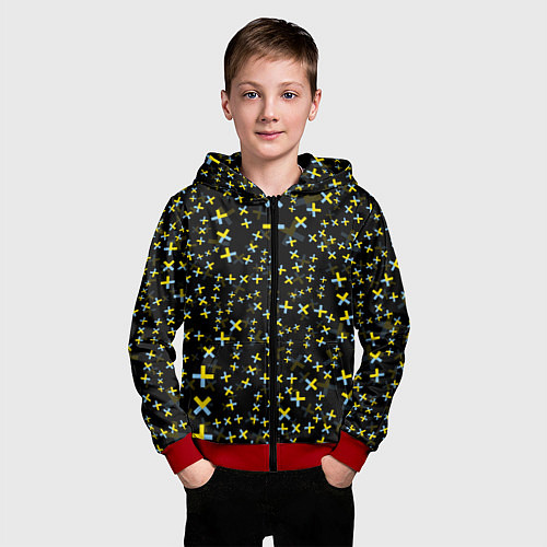 Детская толстовка на молнии TXT pattern logo / 3D-Красный – фото 3