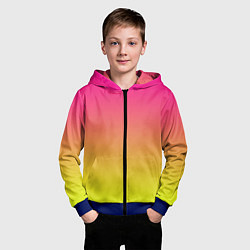 Толстовка на молнии детская Фиолетово-желтый градиент, цвет: 3D-синий — фото 2
