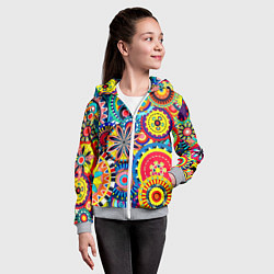 Толстовка на молнии детская Психоделика калейдоскоп, цвет: 3D-меланж — фото 2