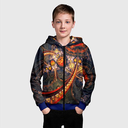 Детская толстовка на молнии Fractal illusion / 3D-Синий – фото 3