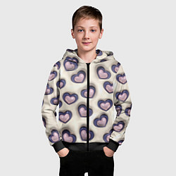 Толстовка на молнии детская Сердечки объемные вдавленные - паттерн, цвет: 3D-черный — фото 2