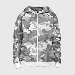 Толстовка на молнии детская Снежный камуфляж, цвет: 3D-белый