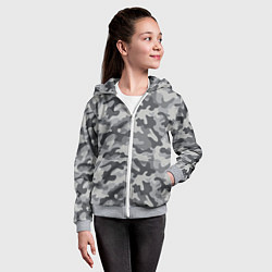 Толстовка на молнии детская Городской серый камуфляж, цвет: 3D-меланж — фото 2