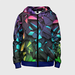 Толстовка на молнии детская Неоновые абстрактные каменные плиты, цвет: 3D-синий