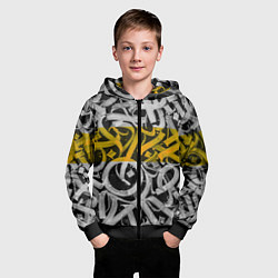 Толстовка на молнии детская Yellow Callicraphic, цвет: 3D-черный — фото 2