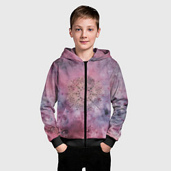 Толстовка на молнии детская Мандала гармонии, фиолетовая, космос, цвет: 3D-черный — фото 2