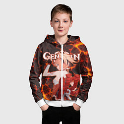Толстовка на молнии детская Ёимия на фоне раскаленной лавы, цвет: 3D-белый — фото 2