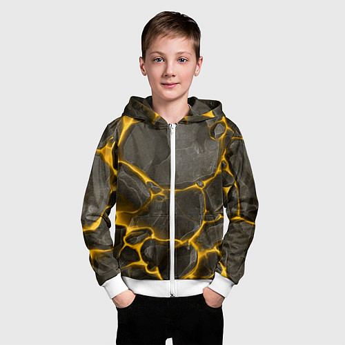 Детская толстовка на молнии Текстура монолита камня / 3D-Белый – фото 3