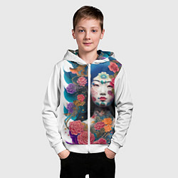 Толстовка на молнии детская Japan style - tattoo - art, цвет: 3D-белый — фото 2