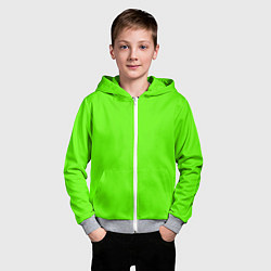 Толстовка на молнии детская Кислотный зеленый, цвет: 3D-меланж — фото 2
