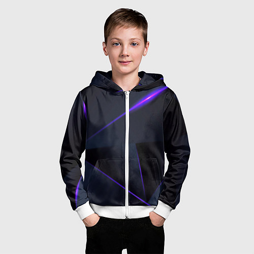 Детская толстовка на молнии Geometry stripes neon stiil / 3D-Белый – фото 3