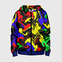 Толстовка на молнии детская Разводы цветных красок, цвет: 3D-синий