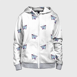 Толстовка на молнии детская Бумажные самолетики, цвет: 3D-меланж