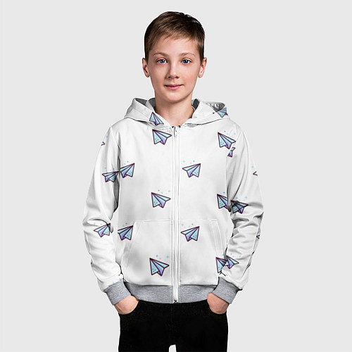 Детская толстовка на молнии Бумажные самолетики / 3D-Меланж – фото 3