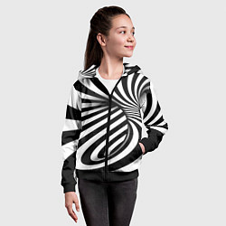 Толстовка на молнии детская Оптические иллюзии зебра, цвет: 3D-черный — фото 2