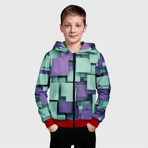 Детская толстовка на молнии Trendy geometric pattern / 3D-Красный – фото 3