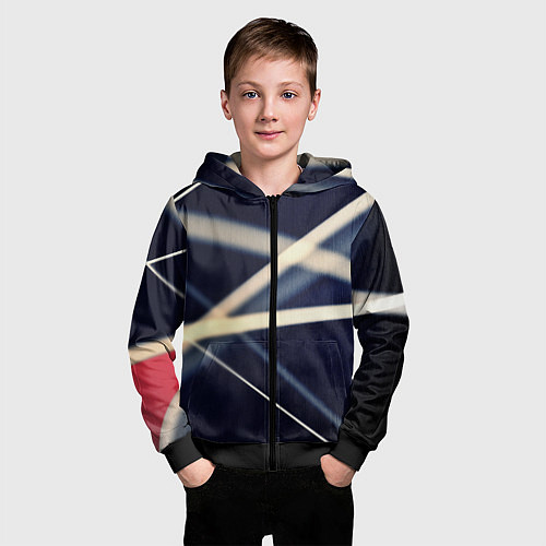 Детская толстовка на молнии Полосатая абстракция / 3D-Черный – фото 3