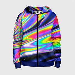 Толстовка на молнии детская Жидкость радужные разводы, цвет: 3D-синий
