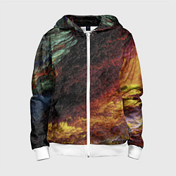 Толстовка на молнии детская Красочные частицы, цвет: 3D-белый