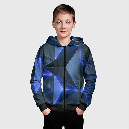 Детская толстовка на молнии Triangle neon / 3D-Черный – фото 3