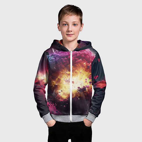 Детская толстовка на молнии Теория взрыва / 3D-Меланж – фото 3