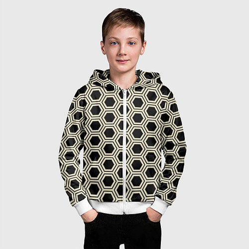 Детская толстовка на молнии Шестиугольная сота / 3D-Белый – фото 3