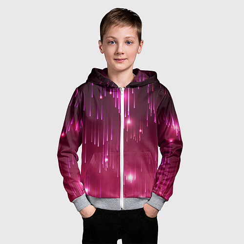 Детская толстовка на молнии Светящиеся розовые линии / 3D-Меланж – фото 3