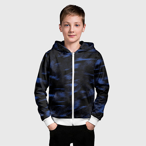 Детская толстовка на молнии Абстракция синего / 3D-Белый – фото 3