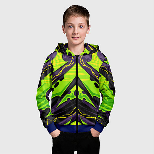 Детская толстовка на молнии Ядовитый экстримальный узор / 3D-Синий – фото 3