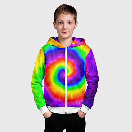 Детская толстовка на молнии Тай-дай / 3D-Белый – фото 3