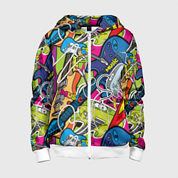 Детская толстовка на молнии Guitars - pop art pattern