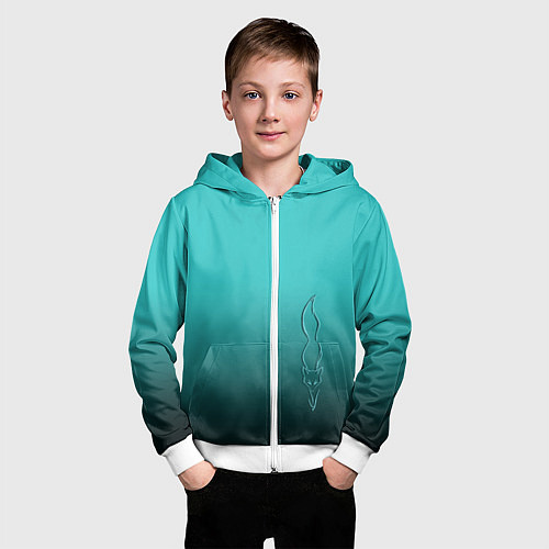 Детская толстовка на молнии Силуэт лисы на градиентном фоне / 3D-Белый – фото 3