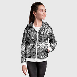 Толстовка на молнии детская Татуировки самурая, цвет: 3D-белый — фото 2