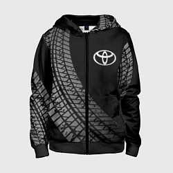 Толстовка на молнии детская Toyota tire tracks, цвет: 3D-черный