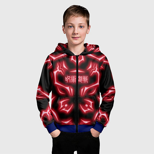 Детская толстовка на молнии Магическая битва светящиеся Знаки Сукуны / 3D-Синий – фото 3