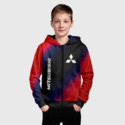 Толстовка на молнии детская Mitsubishi красный карбон, цвет: 3D-черный — фото 2