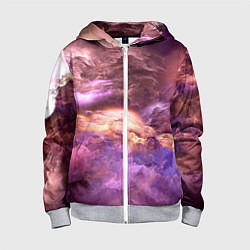 Толстовка на молнии детская Фиолетовое облако, цвет: 3D-меланж