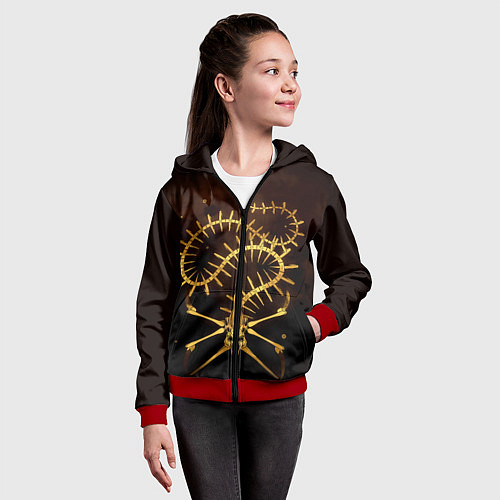 Детская толстовка на молнии Subnautica скелет морского чудовища / 3D-Красный – фото 4